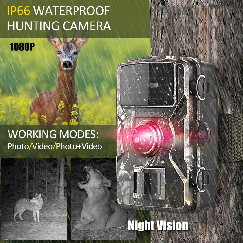 12MP 1080P Wildlife Hunting Trail Game Camera Motion Activated Security Camera IP66 Waterproof Outdoor Infrared Night Vision