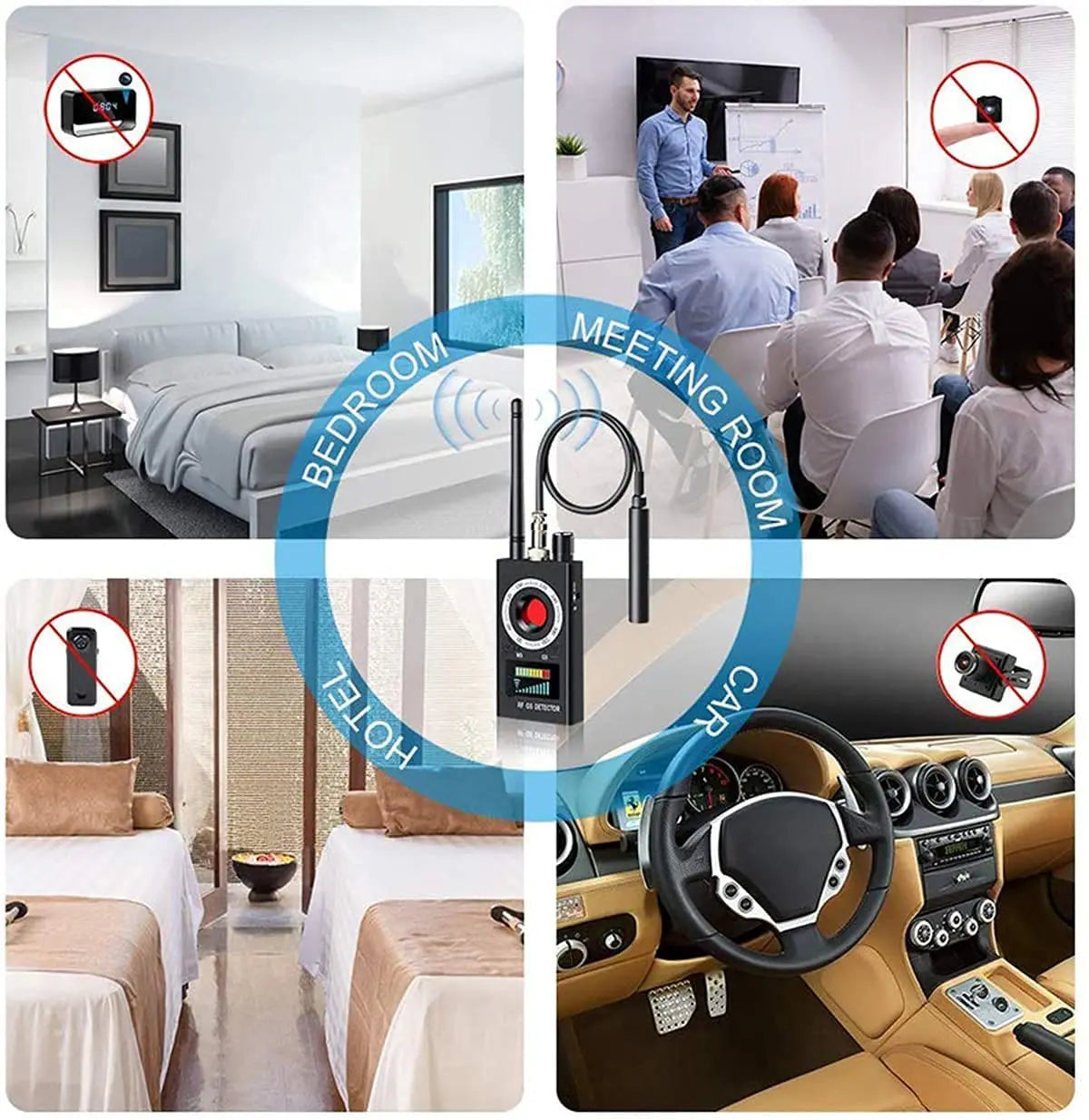 Professional RF Signal detector Anti-spy Detector Camera, RF Tracker, GSM Audio Bug Finder, GPS Scan