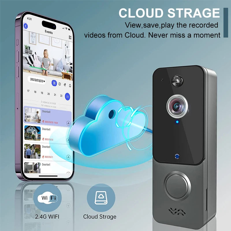 Newest WiFi Smart Home Video Doorbell Camera, Mobile Detection, Wireless, Night Vision, Intercom