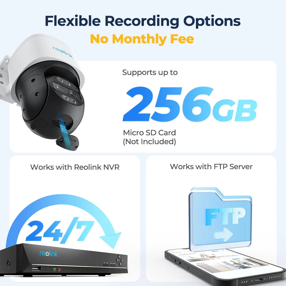 Reolink TrackMix Series Poe & WiFi Camera 4k Dual Lens PTZ Auto Tracking Outdoor Pet Car Human Detection 8MP IP Security Camera