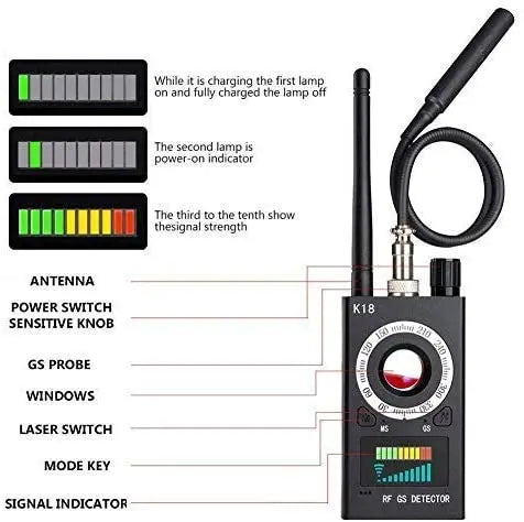 Professional RF Signal detector Anti-spy Detector Camera, RF Tracker, GSM Audio Bug Finder, GPS Scan