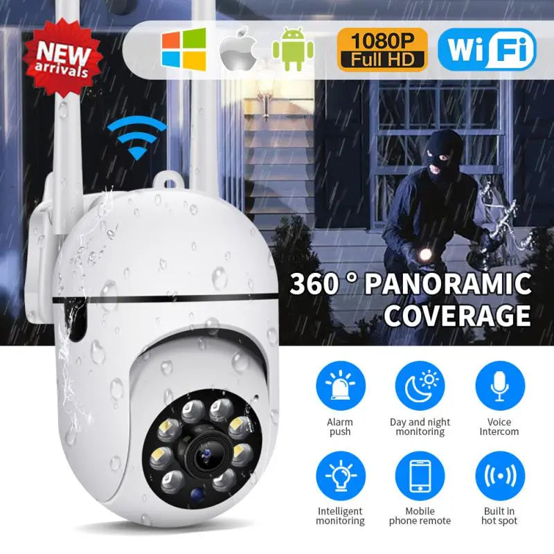 WIFI IP Security Camera PTZ Outdoor Indoor HD Full Color 360° Surveillance Wireless Human Tracking Video Monitor
