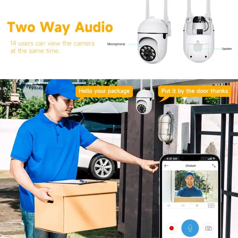 WIFI IP Security Camera PTZ Outdoor Indoor HD Full Color 360° Surveillance Wireless Human Tracking Video Monitor