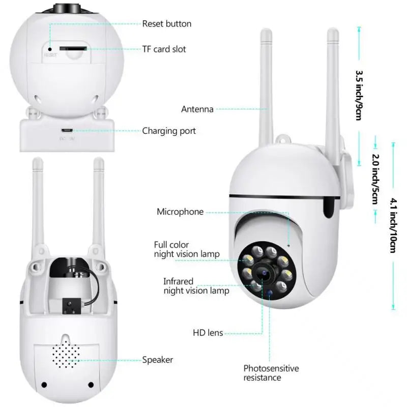 WIFI IP Security Camera PTZ Outdoor Indoor HD Full Color 360° Surveillance Wireless Human Tracking Video Monitor