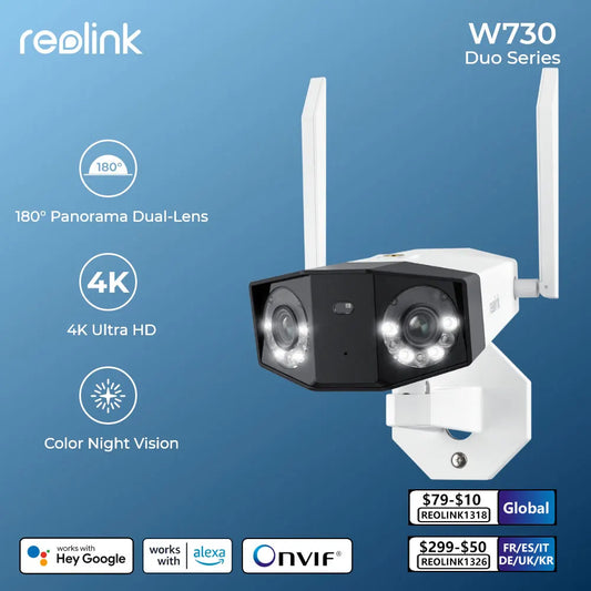 Reolink Duo 2 Series WiFi Camera 4K Dual Lens Outdoor Security Protection CCTV IP Cam Person/Car/Pet Detection Security Camera